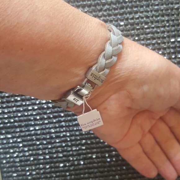 Lia Sophia Crystal Bling Pewter Bracelet S - Picture 4 of 9